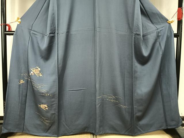 平和屋着物▽訪問着 単衣 刺繍 丹後ちりめん 花菱文 金銀糸 金彩 反端付き 正絹 逸品 AABC4073fy