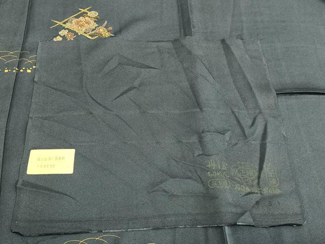 平和屋着物▽訪問着 単衣 刺繍 丹後ちりめん 花菱文 金銀糸 金彩 反端付き 正絹 逸品 AABC4073fy
