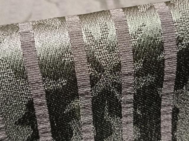 平和屋着物▽上質な小紋 単衣 縞 蔦の葉文 正絹 逸品 AABC4077fy