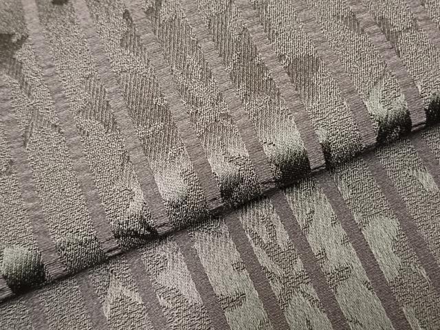 平和屋着物▽上質な小紋 単衣 縞 蔦の葉文 正絹 逸品 AABC4077fy