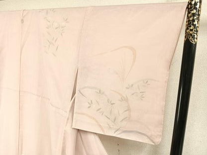 平和屋着物▽訪問着 無双 紗袷 紗×絽 草花文 銀彩 正絹 逸品 AABC4079fy