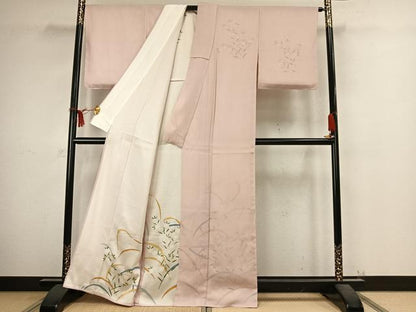 平和屋着物▽訪問着 無双 紗袷 紗×絽 草花文 銀彩 正絹 逸品 AABC4079fy