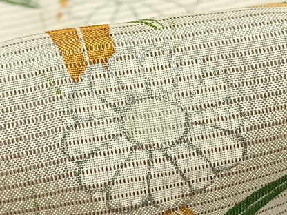 平和屋着物▽訪問着 無双 紗袷 紗×絽 草花文 銀彩 正絹 逸品 AABC4079fy