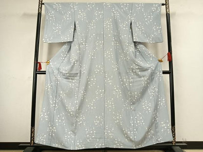 平和屋着物▽小紋　単衣　草花文　洗える着物　AABC4083fy