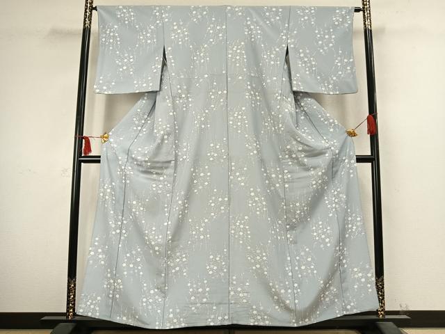 平和屋着物▽小紋　単衣　草花文　洗える着物　AABC4083fy