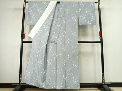 平和屋着物▽小紋　単衣　草花文　洗える着物　AABC4083fy
