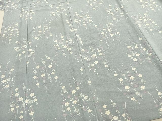 平和屋着物▽小紋　単衣　草花文　洗える着物　AABC4083fy