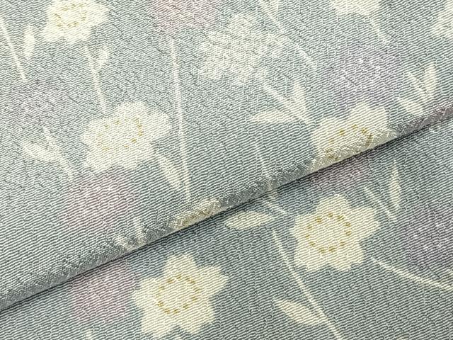 平和屋着物▽小紋　単衣　草花文　洗える着物　AABC4083fy