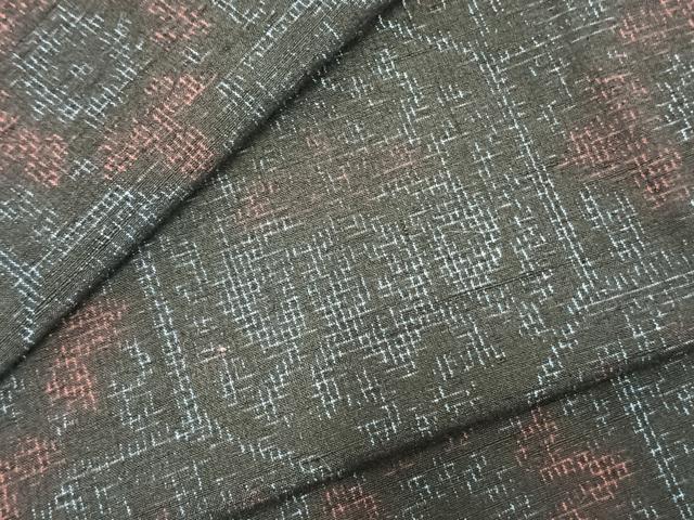 平和屋着物▽上質な紬 単衣 亀甲花文 正絹 逸品 AABC4086fy
