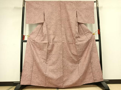平和屋着物▽上質な紬　単衣　人物風景花文　正絹　逸品　AABC4087fy