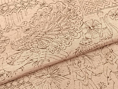 平和屋着物▽上質な紬　単衣　人物風景花文　正絹　逸品　AABC4087fy