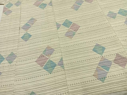 平和屋着物▽本塩沢 単衣 菱文 正絹 逸品 AABC4089fy