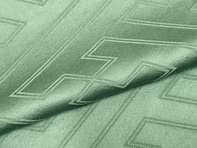 平和屋着物▽上質な色無地 単衣 紗綾形地紋 青磁色 正絹