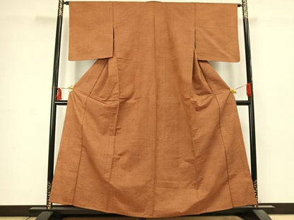 平和屋着物▽上質な紬 単衣 亀甲柄 正絹 逸品 AABC4092fy