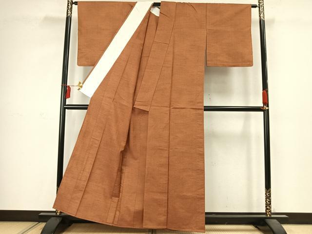 平和屋着物▽上質な紬 単衣 亀甲柄 正絹 逸品 AABC4092fy