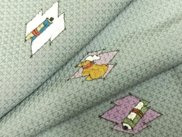 平和屋着物▽訪問着 単衣 手描き 宝尽くし文様 暈し染め 正絹 逸品 AABC4094fy