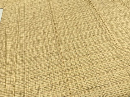 平和屋着物▽上質な紬 単衣 格子 正絹 逸品 AABC4095fy