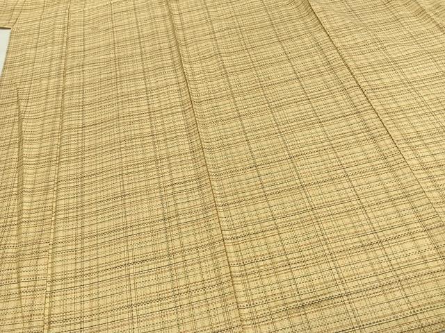 平和屋着物▽上質な紬 単衣 格子 正絹 逸品 AABC4095fy