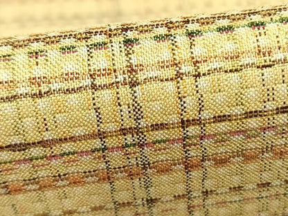 平和屋着物▽上質な紬 単衣 格子 正絹 逸品 AABC4095fy