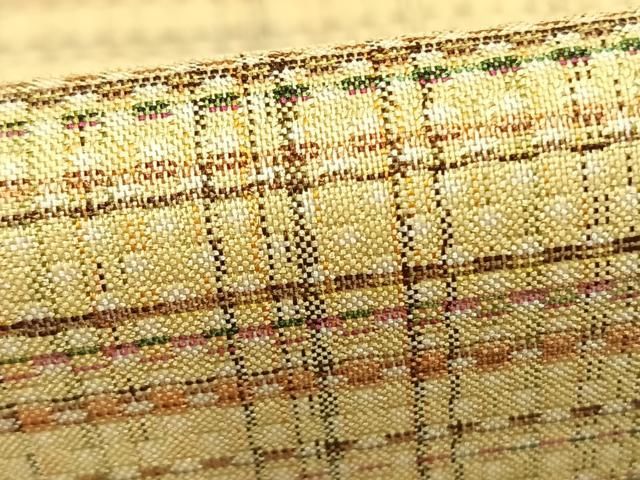 平和屋着物▽上質な紬 単衣 格子 正絹 逸品 AABC4095fy