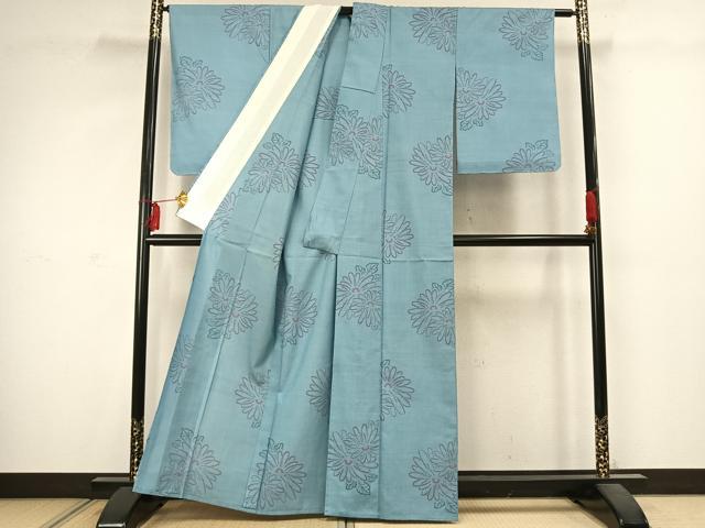 平和屋着物▽本場大島紬 単衣 9マルキ 舞花文 正絹 逸品 AABC4096fy