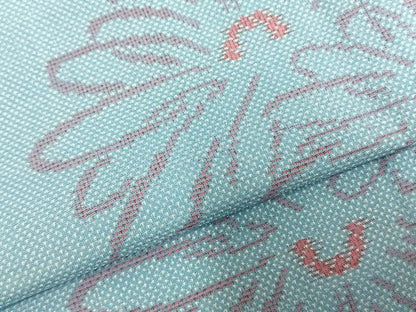 平和屋着物▽本場大島紬 単衣 9マルキ 舞花文 正絹 逸品 AABC4096fy