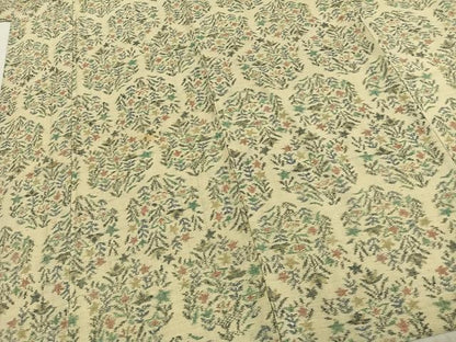 平和屋着物▽上質な紬 単衣 草花文 正絹 逸品 AABC4099fy