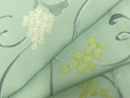 平和屋着物▽上質な小紋 単衣 地紋起こし 花唐草文 正絹 逸品 AABC4101fy