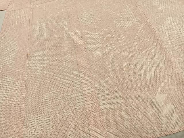 平和屋着物▽本塩沢 単衣 やまだ織 110亀甲 草花文 証紙付き 正絹 逸品 AABC4103fy