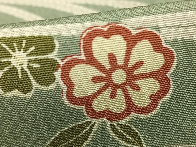 平和屋着物▽上質な小紋　単衣　流水草花文　正絹　逸品　AABC4104fy
