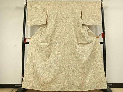 平和屋着物▽お召 単衣 切嵌文 正絹 逸品 AABC4106fy