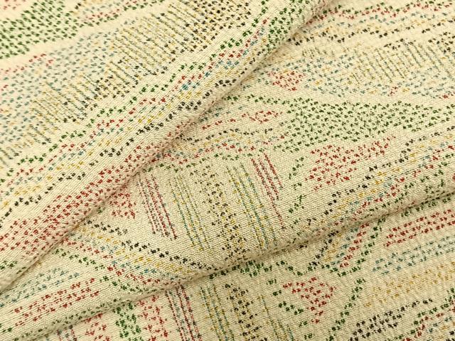 平和屋着物▽お召 単衣 切嵌文 正絹 逸品 AABC4106fy