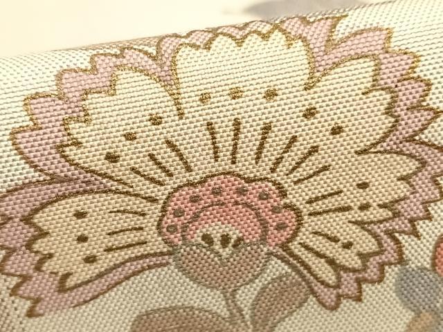 平和屋着物▽訪問着　単衣　紬地　草花間道　正絹　逸品　AABC4107fy