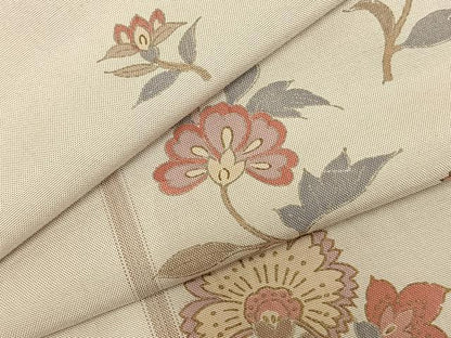 平和屋着物▽訪問着　単衣　紬地　草花間道　正絹　逸品　AABC4107fy