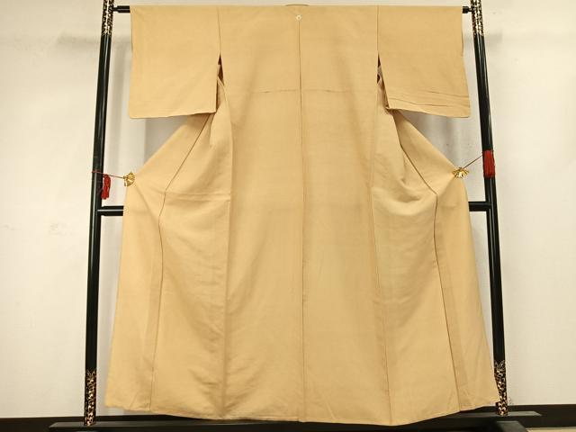 平和屋着物▽上質な色無地　単衣　卵色　正絹　逸品　AABC4108fy