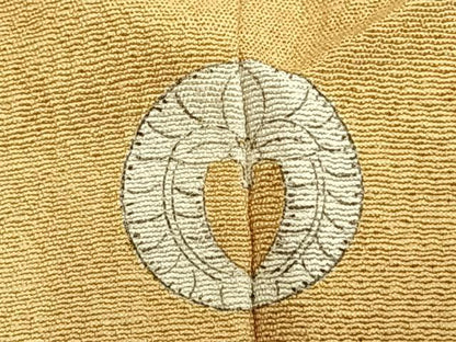 平和屋着物▽上質な色無地　単衣　卵色　正絹　逸品　AABC4108fy