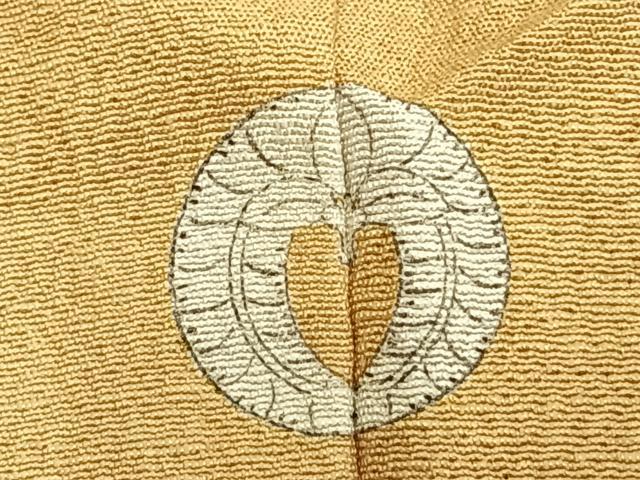平和屋着物▽上質な色無地　単衣　卵色　正絹　逸品　AABC4108fy