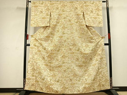平和屋着物▽上質な小紋 単衣 花丸文 宝尽くし 金彩 高島屋扱い 正絹 逸品 AABC4109fy