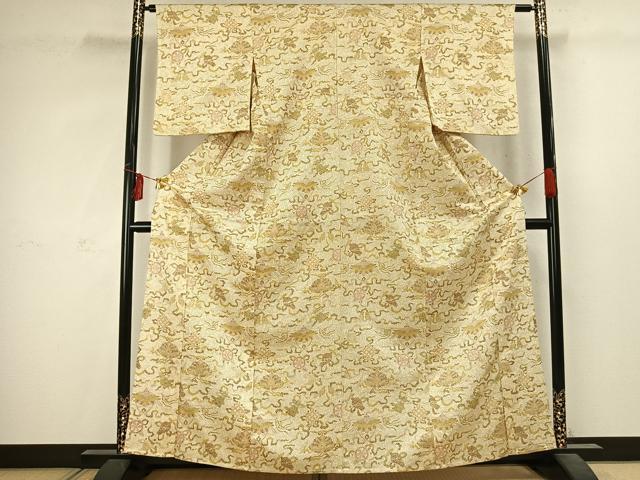 平和屋着物▽上質な小紋 単衣 花丸文 宝尽くし 金彩 高島屋扱い 正絹 逸品 AABC4109fy