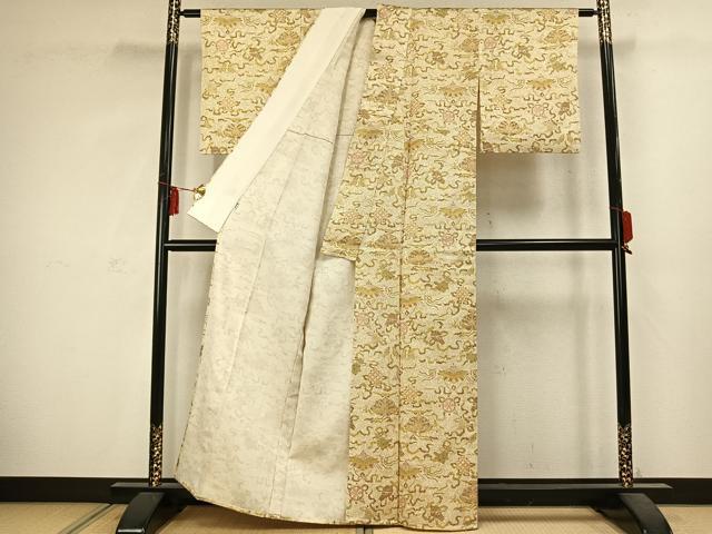 平和屋着物▽上質な小紋 単衣 花丸文 宝尽くし 金彩 高島屋扱い 正絹 逸品 AABC4109fy