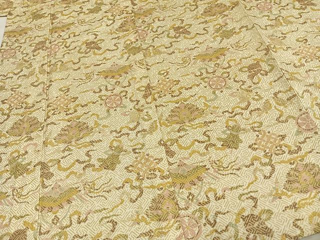 平和屋着物▽上質な小紋 単衣 花丸文 宝尽くし 金彩 高島屋扱い 正絹 逸品 AABC4109fy