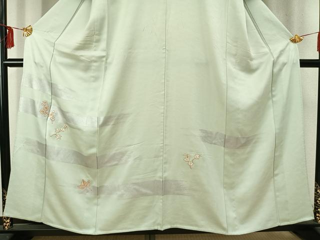 平和屋着物▽訪問着 単衣 駒刺繍 枝花文 銀彩 正絹 逸品 AABC4110fy