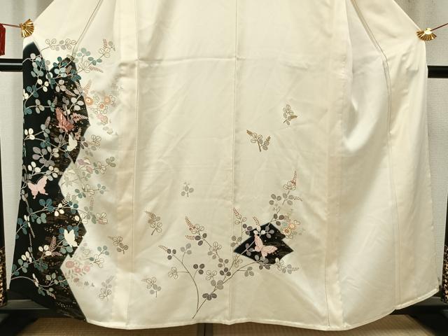 平和屋着物▽訪問着 単衣 刺繍 花蝶文 金彩 正絹 逸品 AABC4112fy