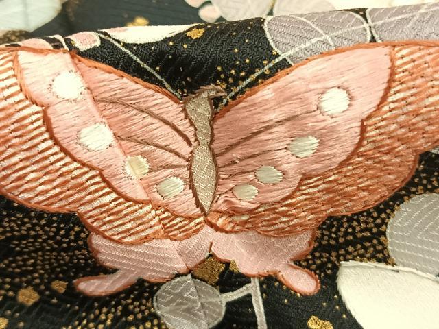 平和屋着物▽訪問着 単衣 刺繍 花蝶文 金彩 正絹 逸品 AABC4112fy
