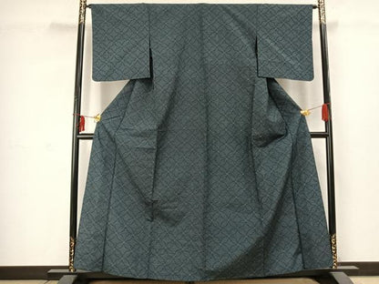 平和屋着物▽上質な紬 単衣 花尽くし 正絹 逸品 AABC4114fy