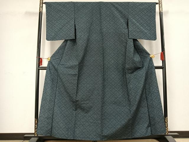 平和屋着物▽上質な紬 単衣 花尽くし 正絹 逸品 AABC4114fy
