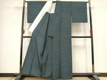 平和屋着物▽上質な紬 単衣 花尽くし 正絹 逸品 AABC4114fy