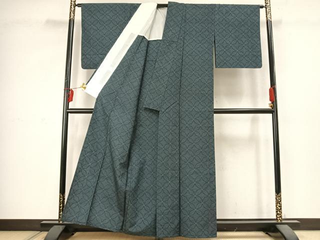 平和屋着物▽上質な紬 単衣 花尽くし 正絹 逸品 AABC4114fy