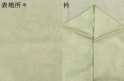 平和屋着物▽お召 単衣 草花文 証紙付き ロング丈 正絹 逸品 AABC4115fy
