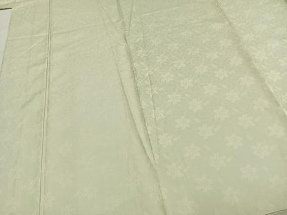 平和屋着物▽お召 単衣 草花文 証紙付き ロング丈 正絹 逸品 AABC4115fy